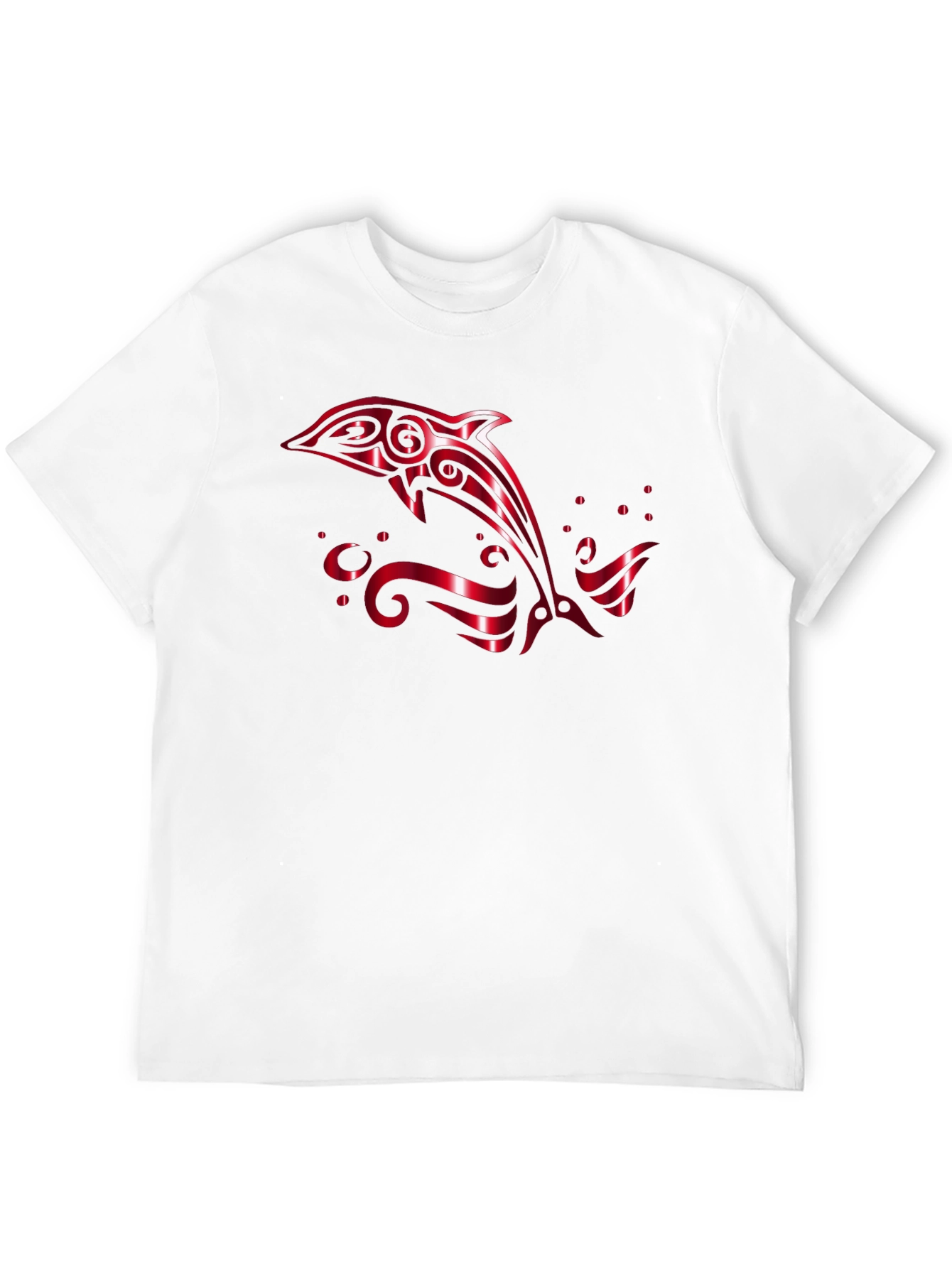 Stylish Black T-Shirt with Red Dolphin Design