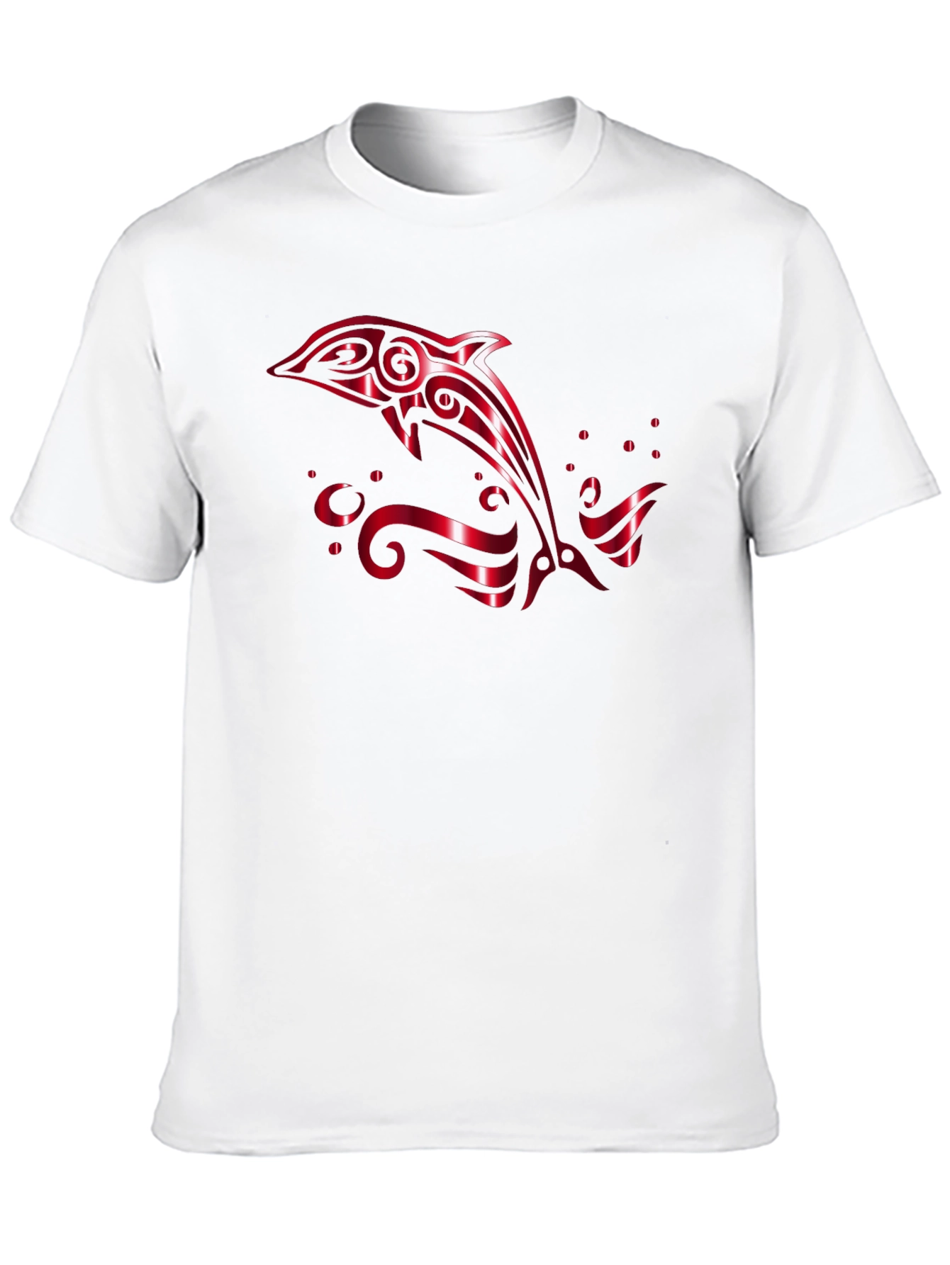 Stylish Black T-Shirt with Red Dolphin Design