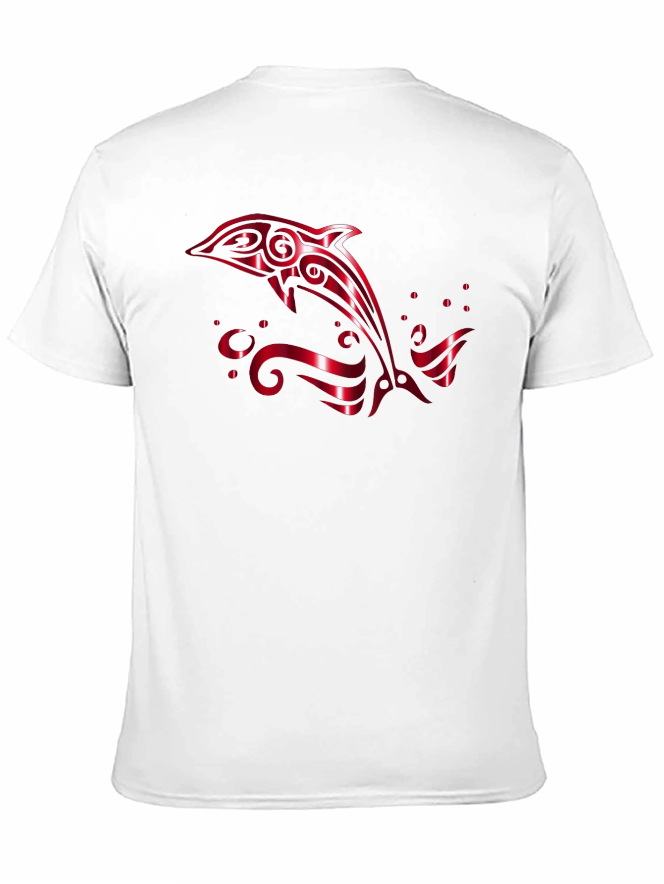 Stylish Black T-Shirt with Red Dolphin Design