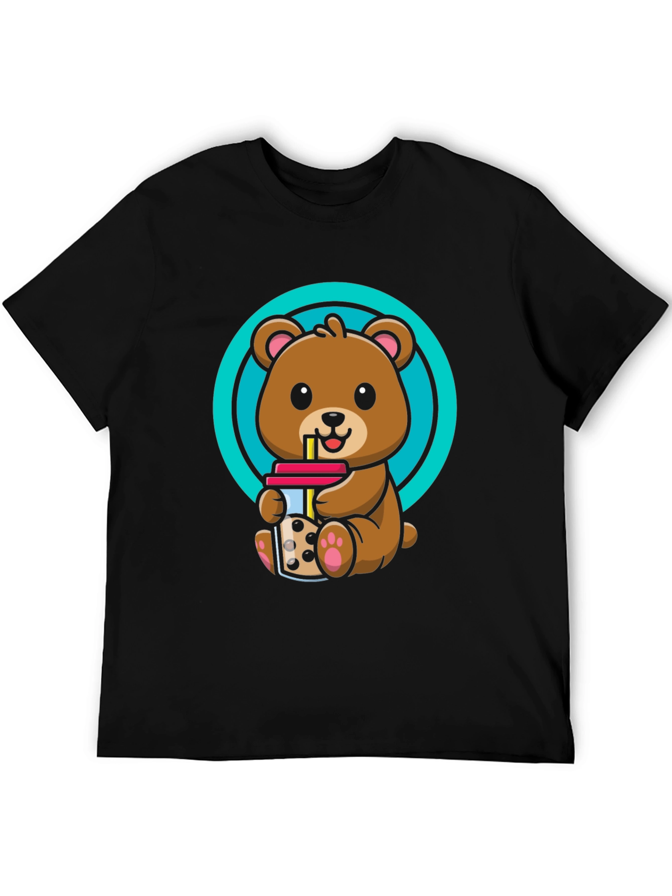 Cute Bear Boba T-Shirt - Unisex Black Tee