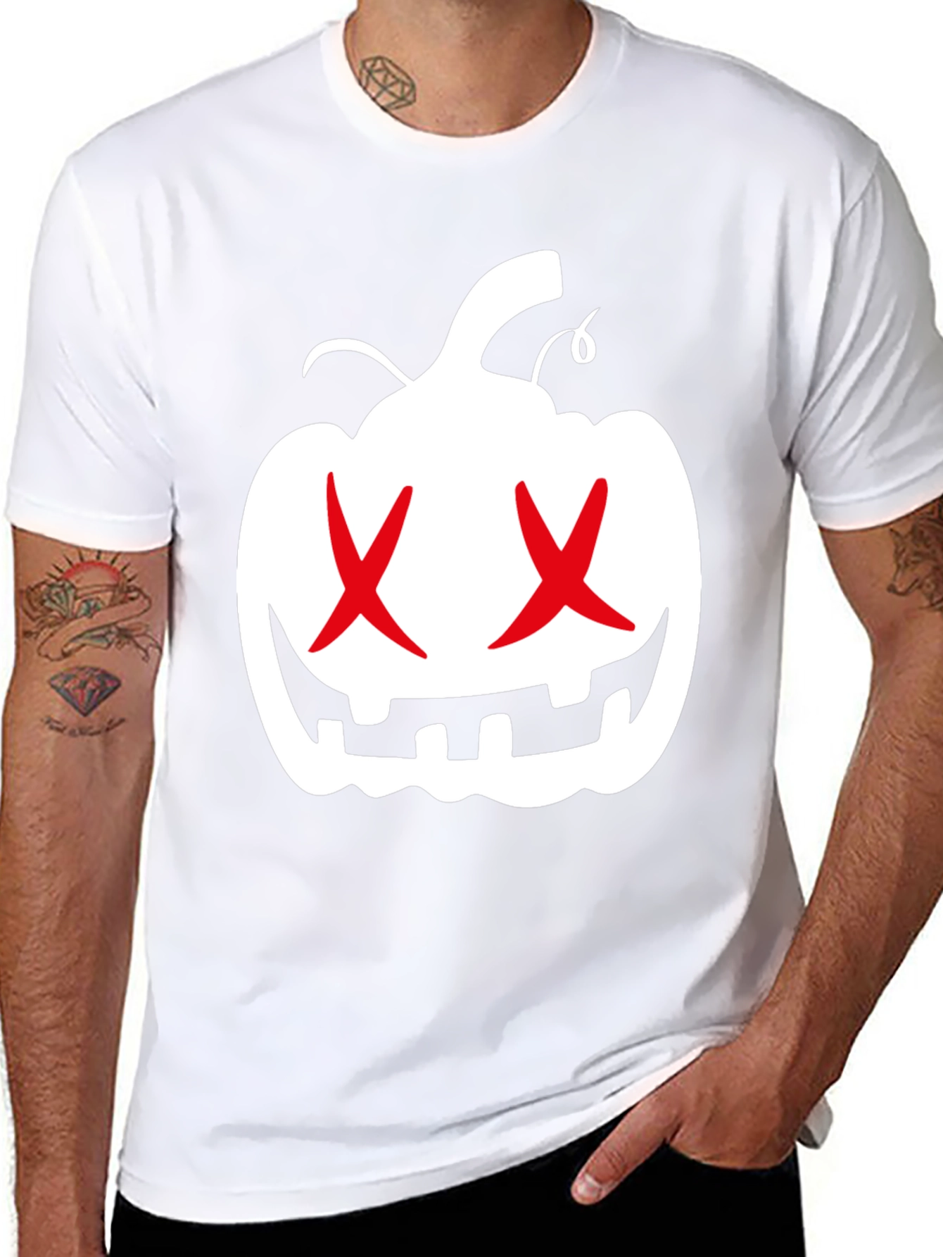 Halloween Pumpkin X Eyes Black Graphic Tee