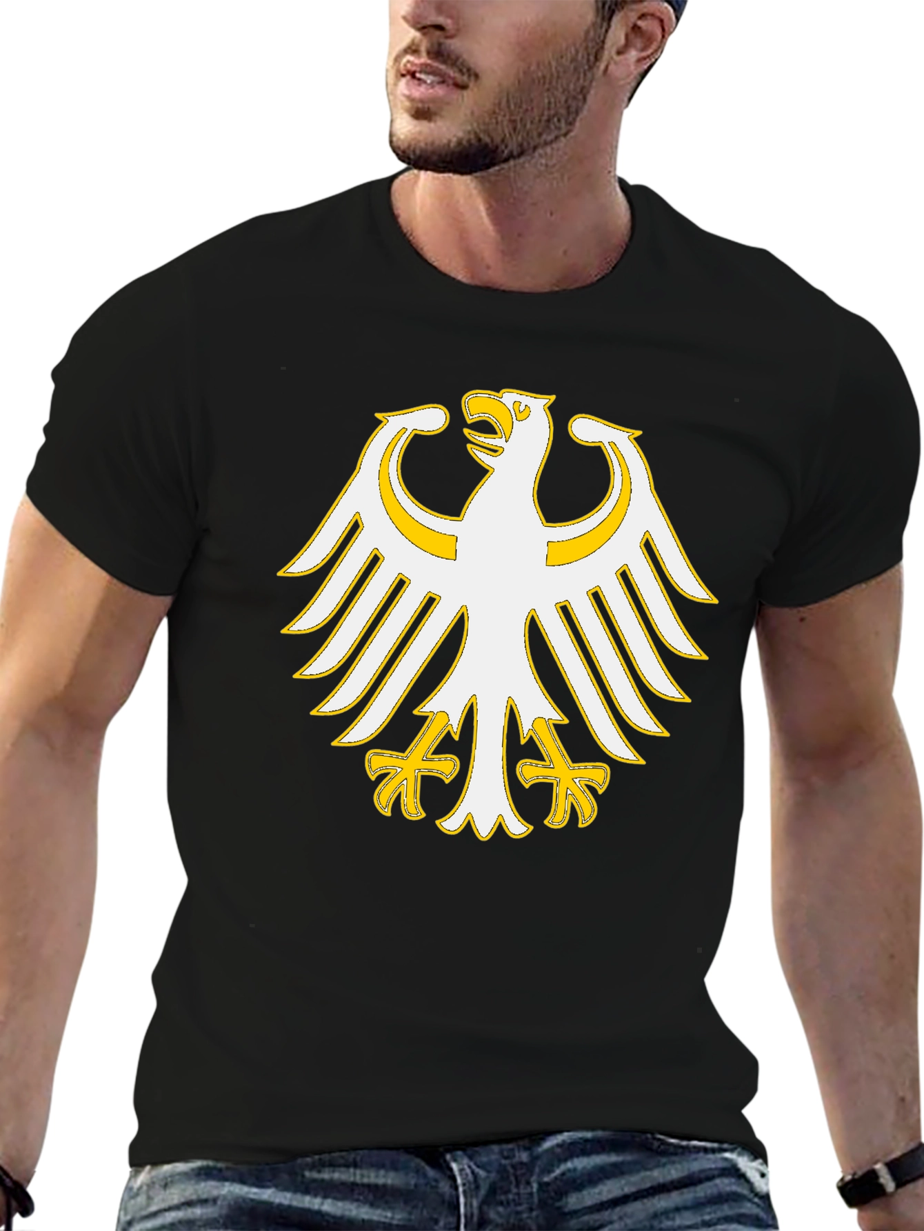 Black T-Shirt with Eagle Graphic Print