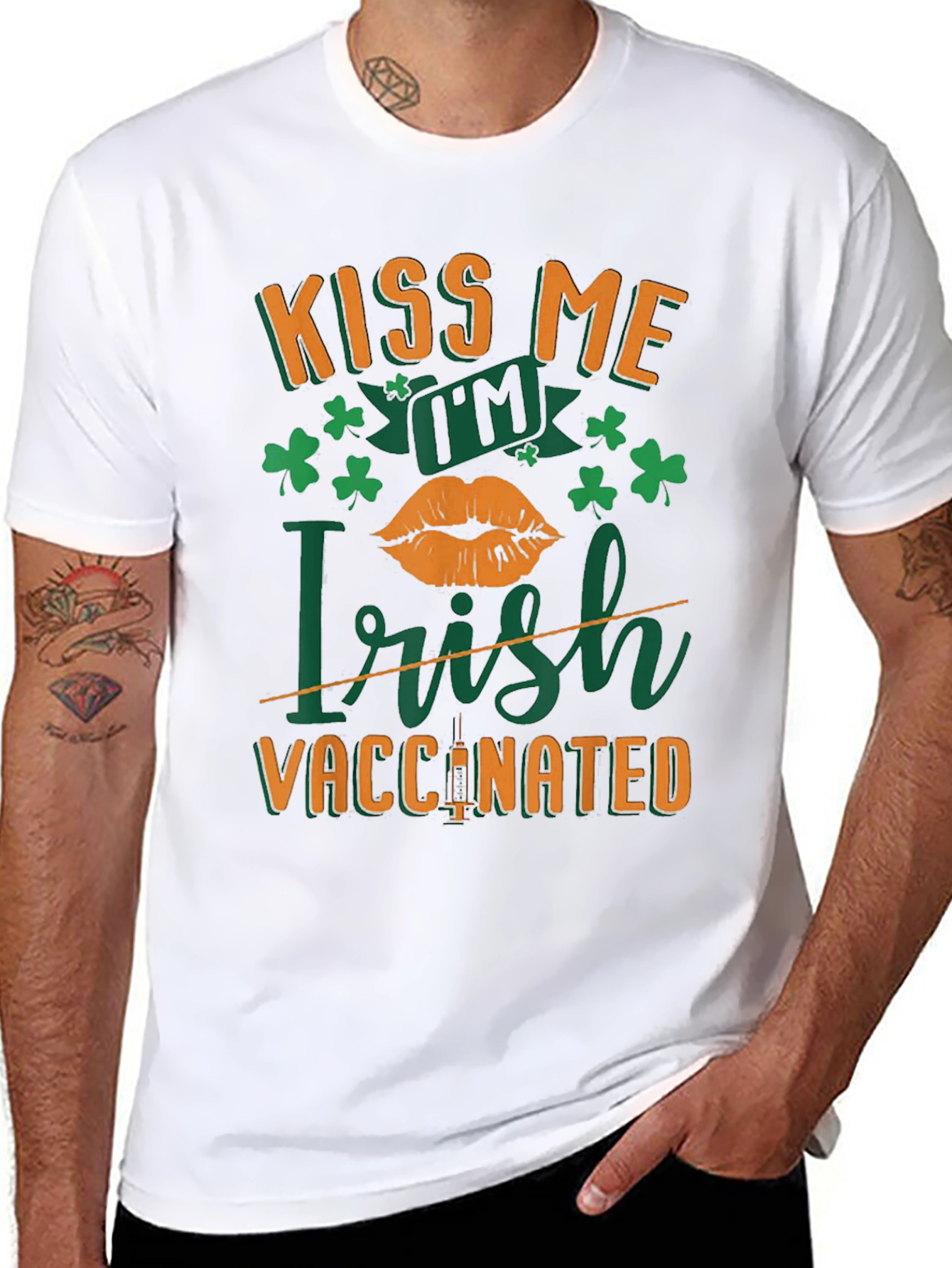 Kiss Me Im Irish Vaccinated St. Patricks Day T-Shirt