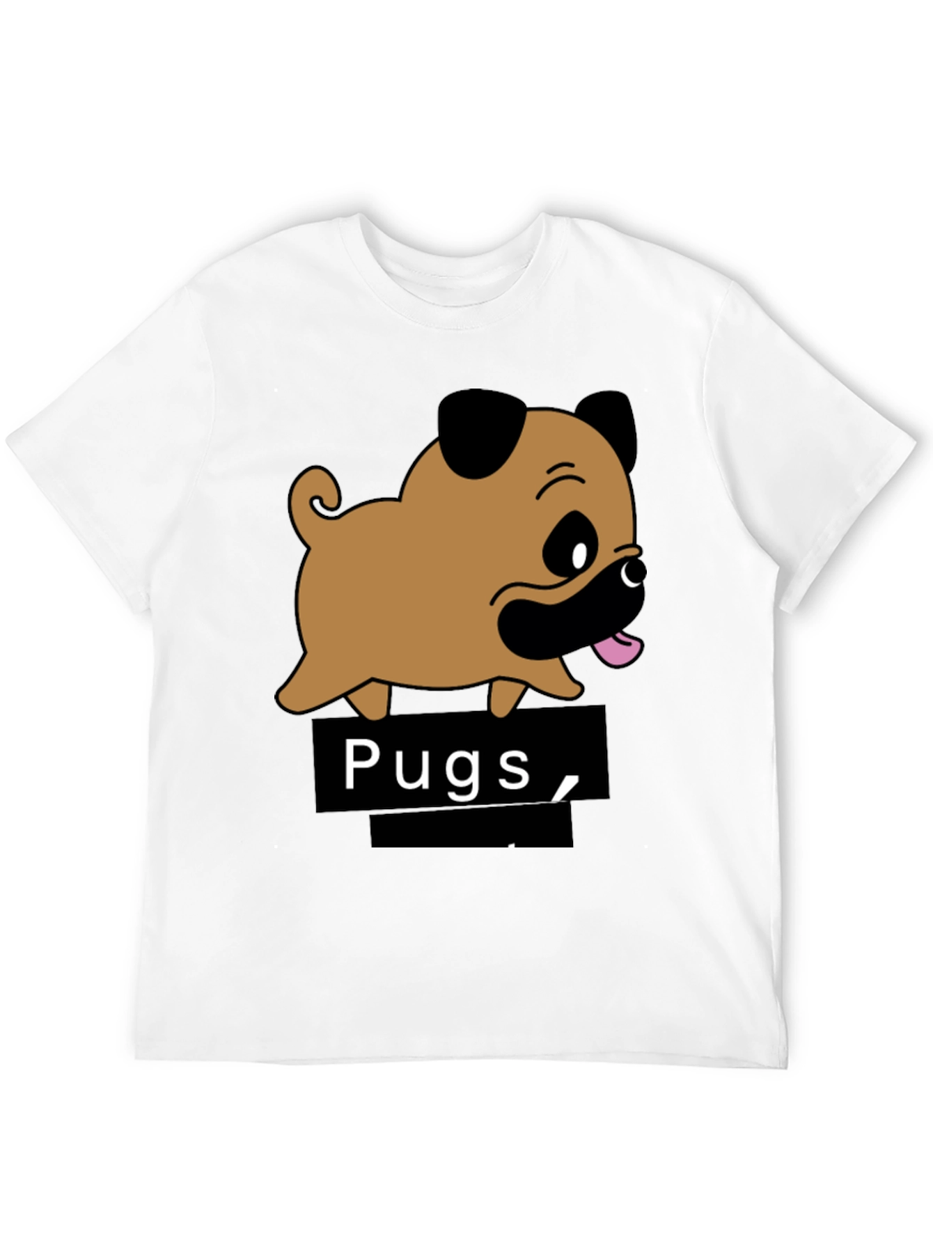 Cute Pugs Cartoon Black T-Shirt