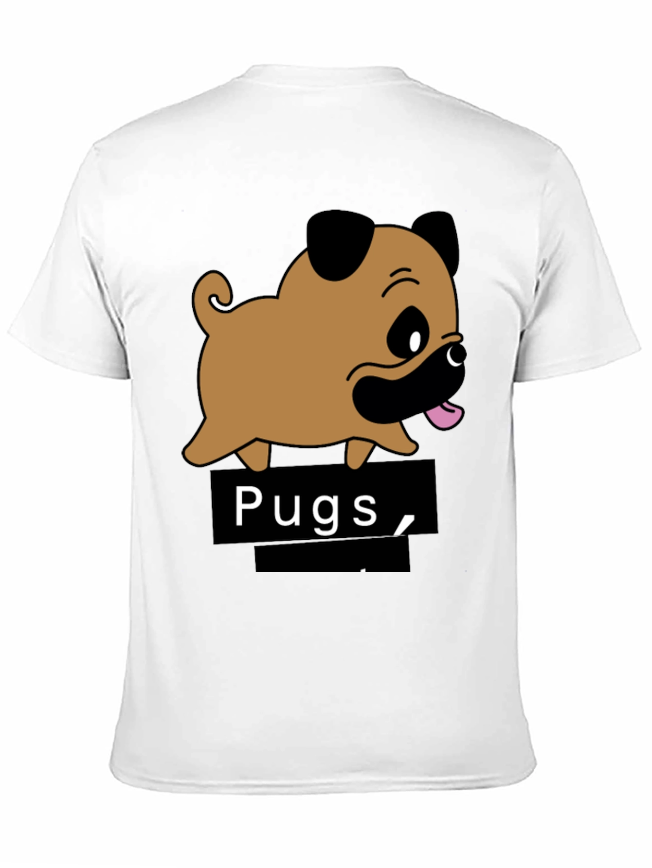Cute Pugs Cartoon Black T-Shirt