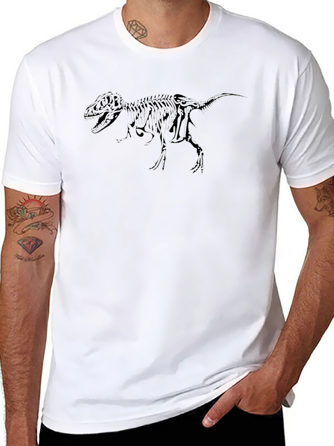 Dinosaur Skeleton Graphic Black T-Shirt