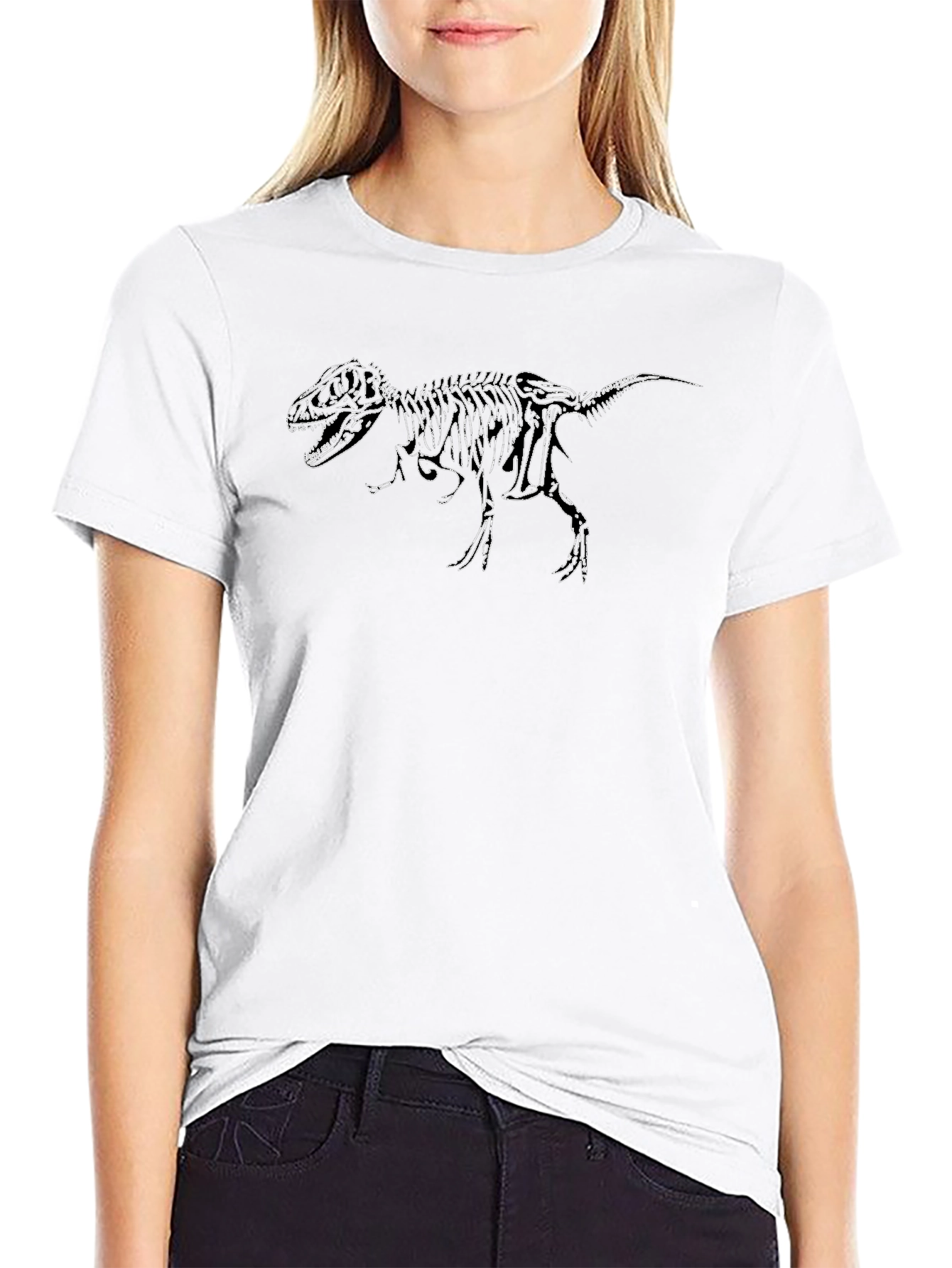 Dinosaur Skeleton Graphic Black T-Shirt