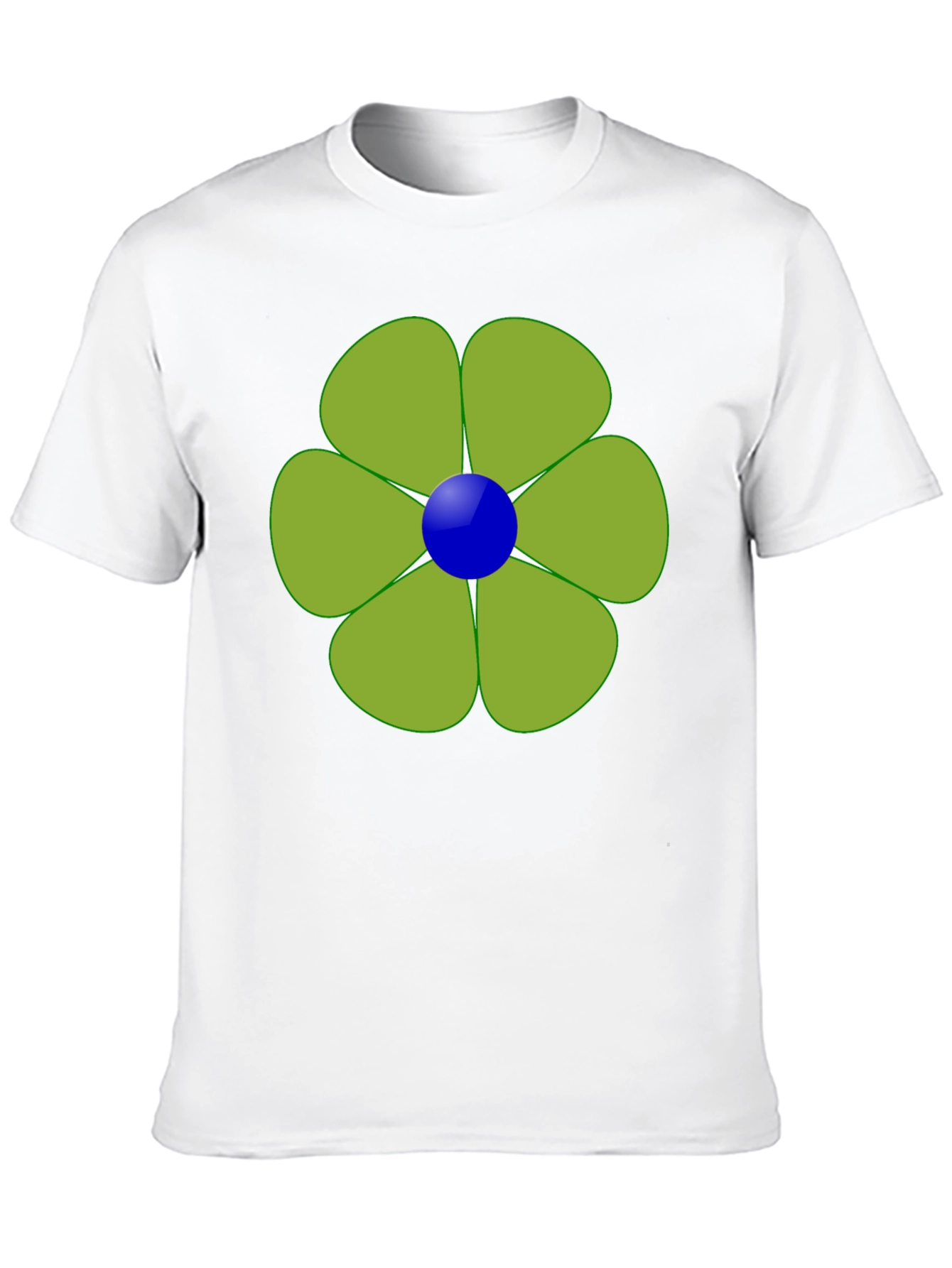 Green Flower Graphic Black Tee Casual Wear