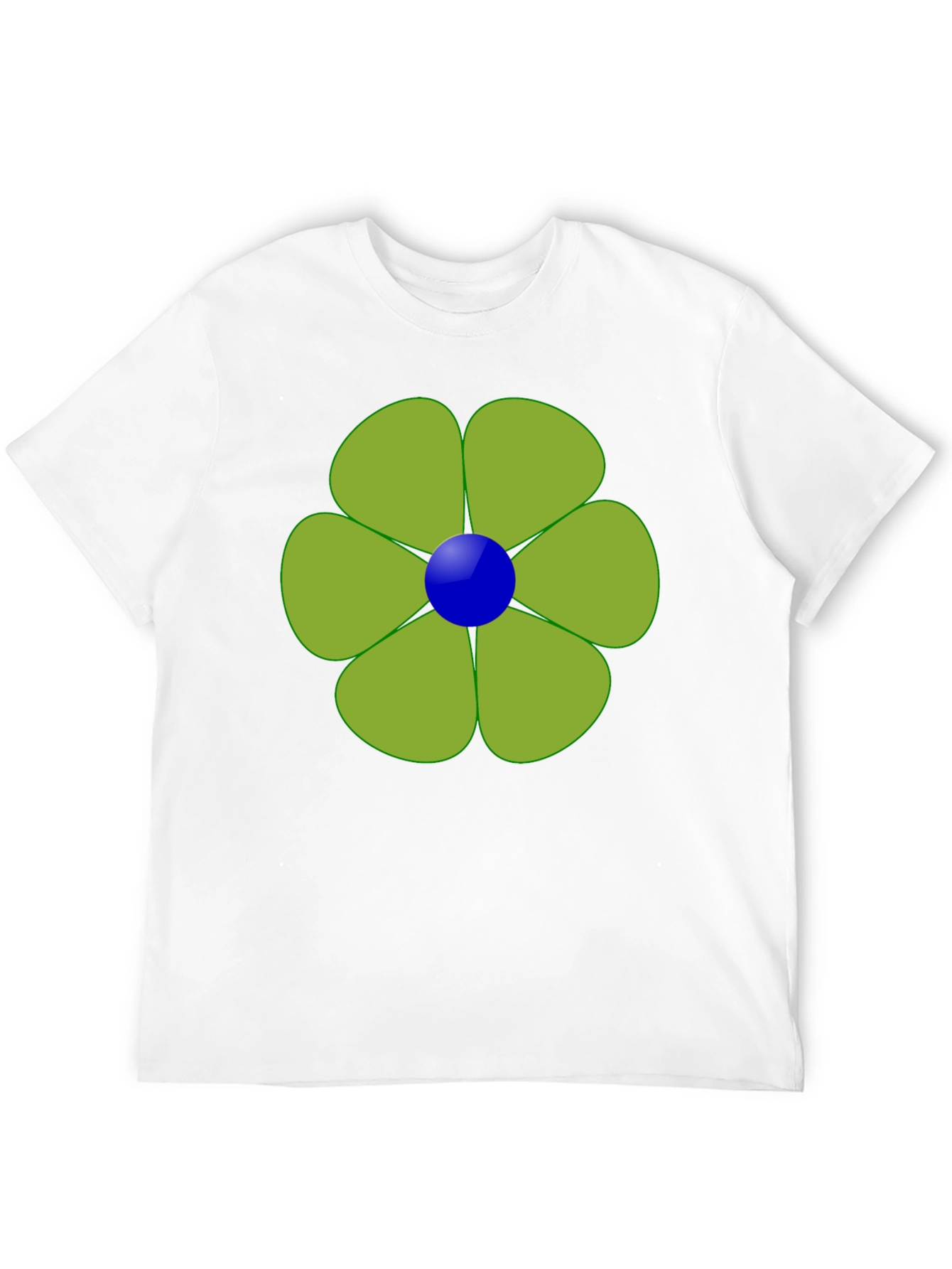 Green Flower Graphic Black Tee Casual Wear