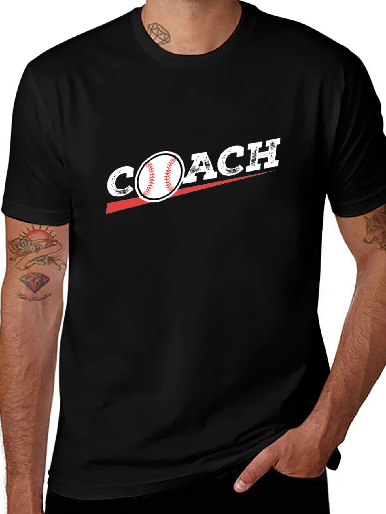 Baseball Coach Graphic T-Shirt - Black