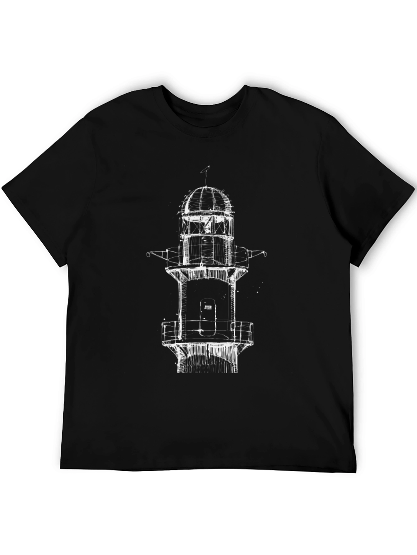 Lighthouse Graphic T-Shirt - Black Cotton Tee