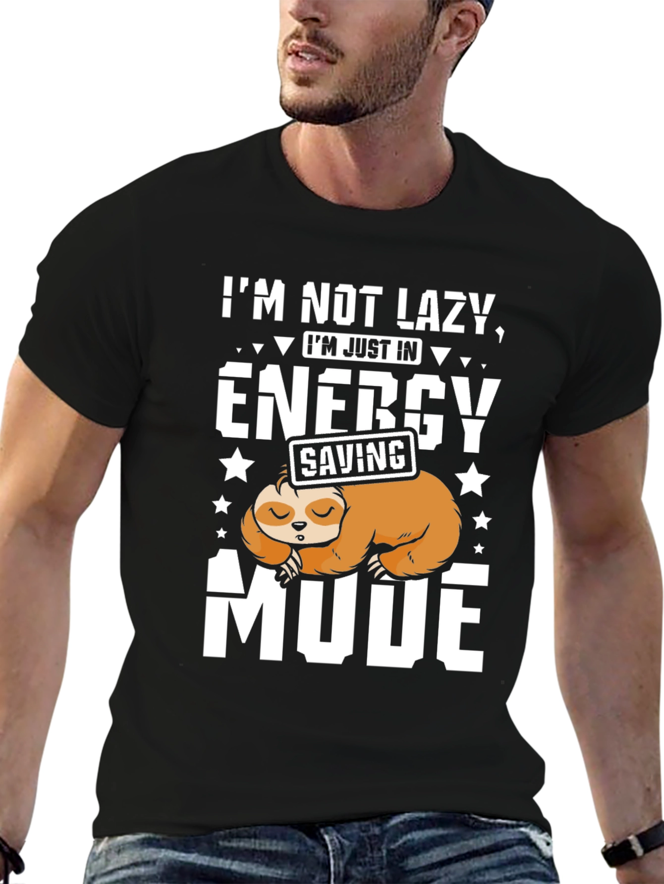 Lazy Sloth Energy Saving Mode Graphic T-Shirt