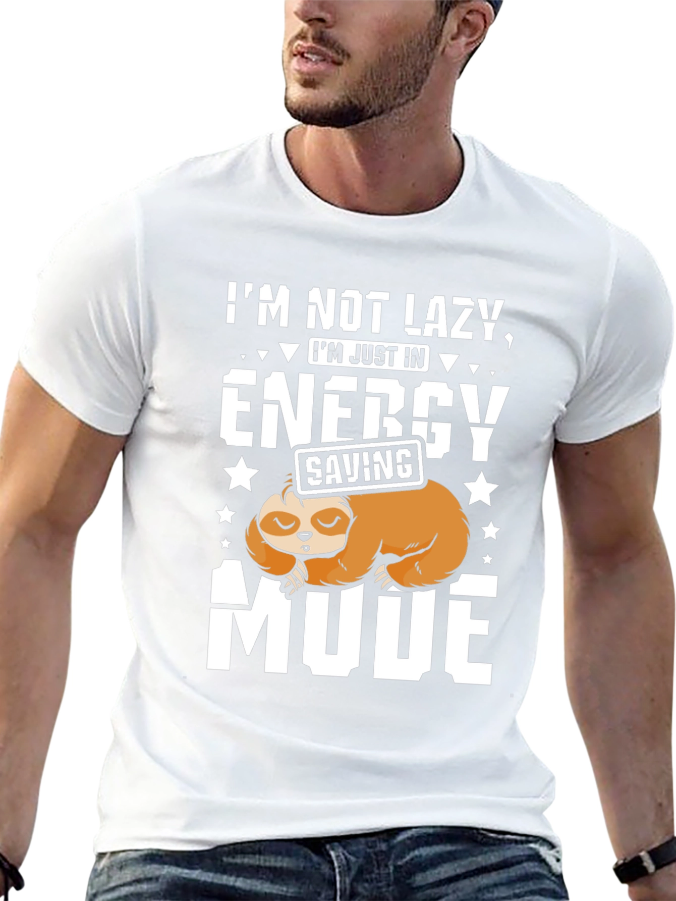 Lazy Sloth Energy Saving Mode Graphic T-Shirt