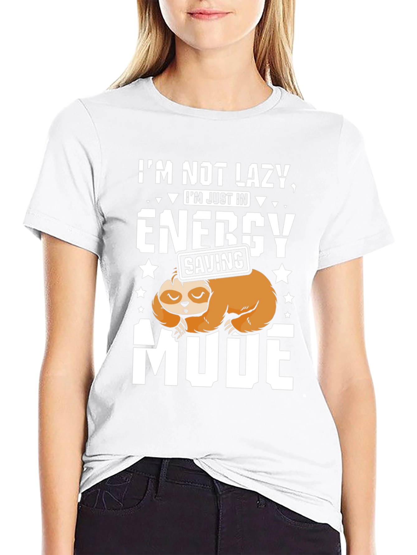 Lazy Sloth Energy Saving Mode Graphic T-Shirt