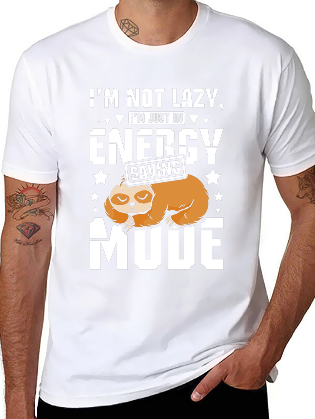Lazy Sloth Energy Saving Mode Graphic T-Shirt