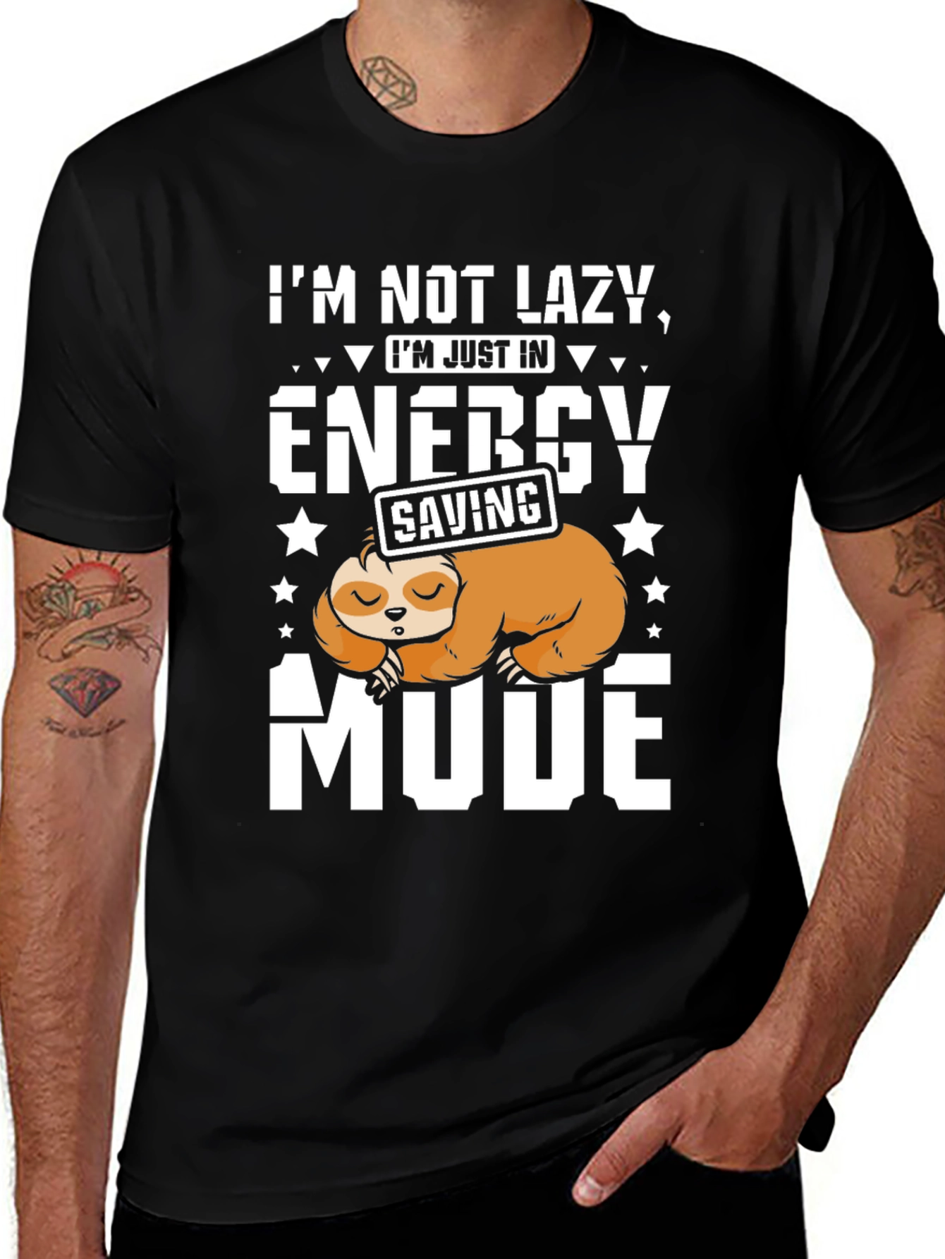 Lazy Sloth Energy Saving Mode Graphic T-Shirt