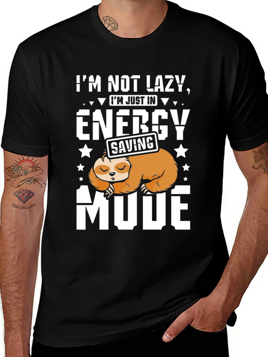 Lazy Sloth Energy Saving Mode Graphic T-Shirt