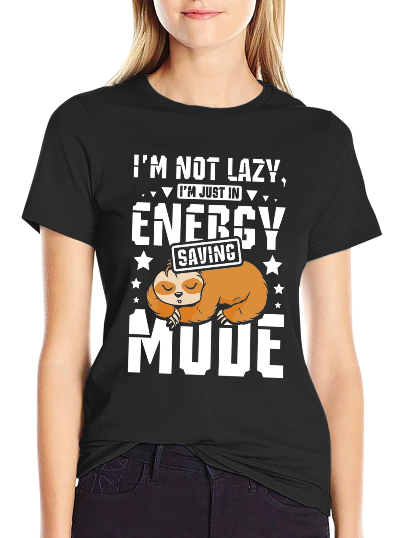 Lazy Sloth Energy Saving Mode Graphic T-Shirt
