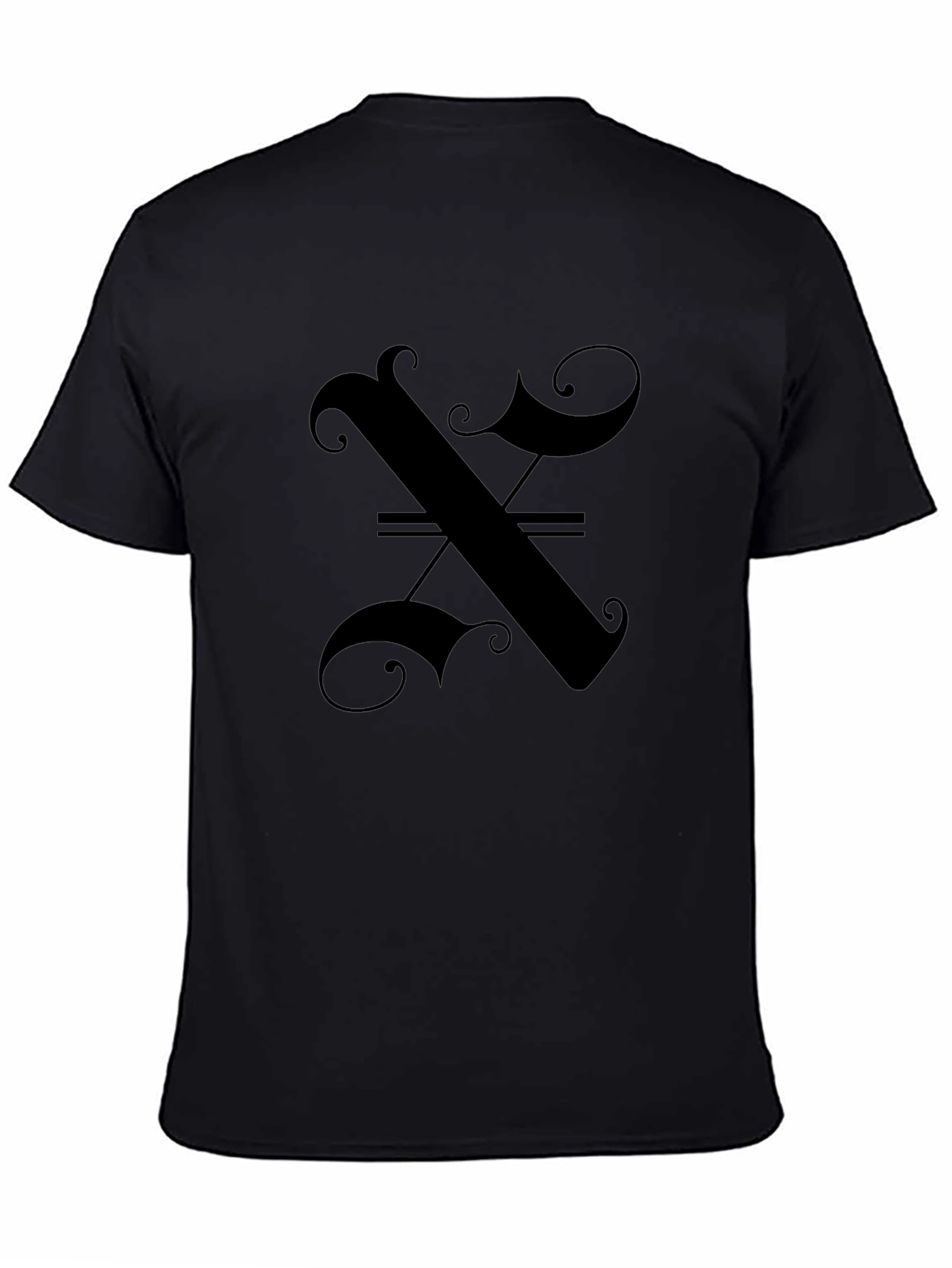 Elegant Gothic Initial X Black T-Shirt