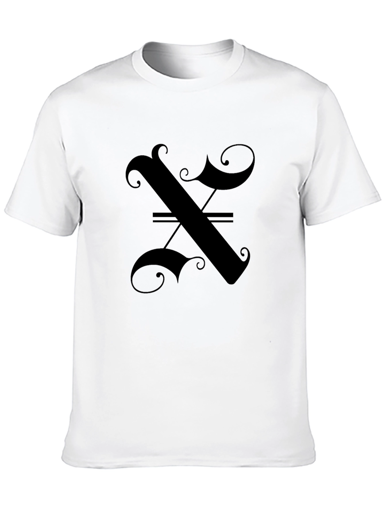 Elegant Gothic Initial X Black T-Shirt