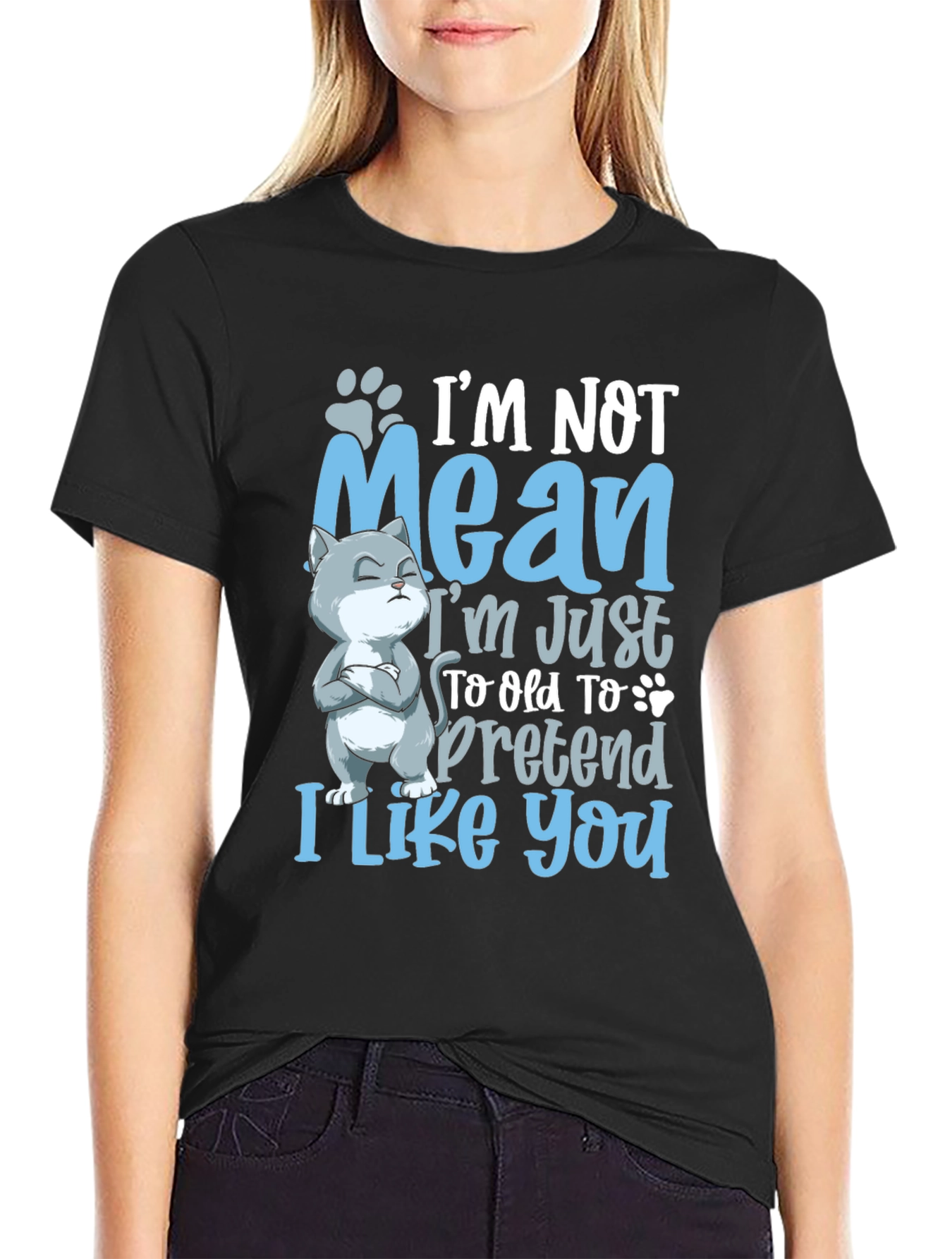 Funny Cat Graphic Tee: Im Not Mean