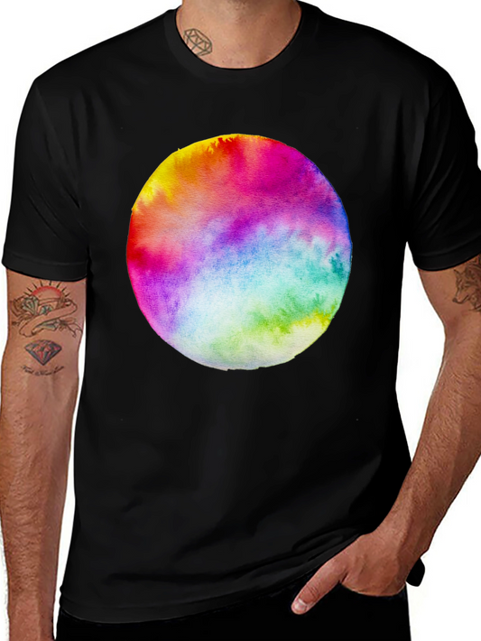 Watercolor Circle Graphic Black T-Shirt
