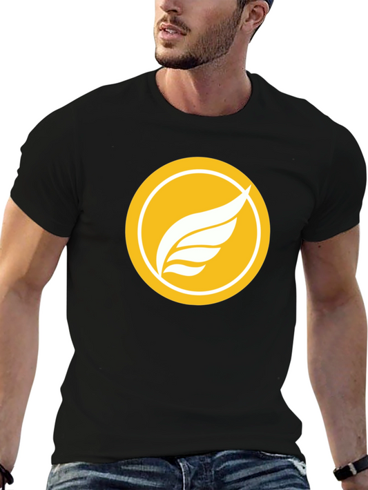 Black T-Shirt with Winged Logo Design