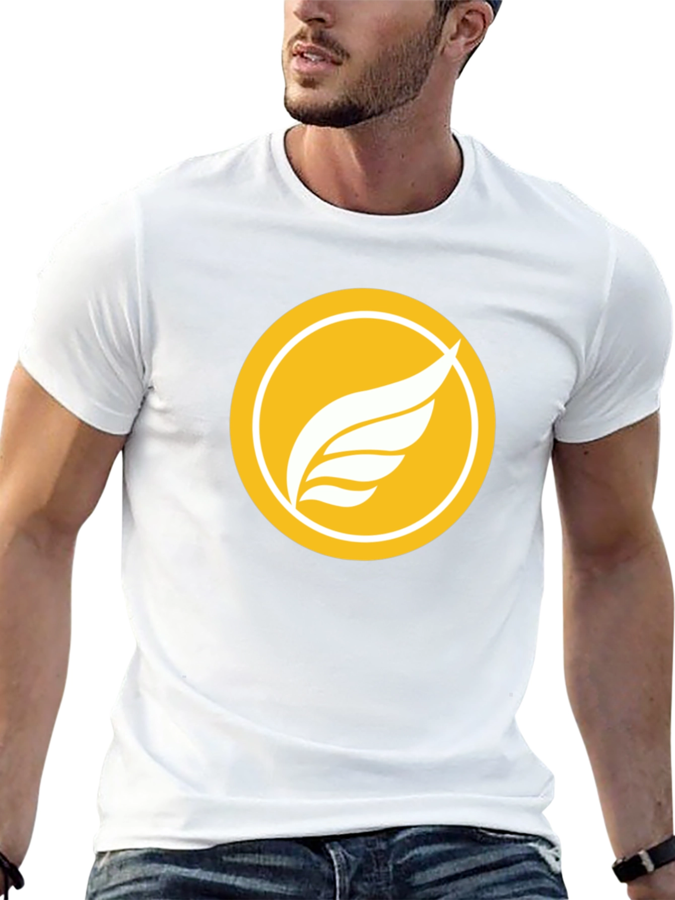 Black T-Shirt with Winged Logo Design