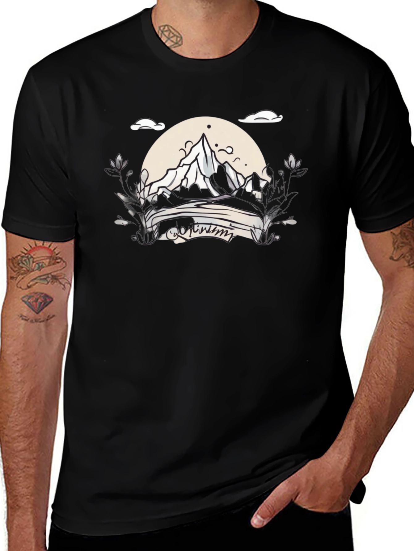 Optimism Mountain Graphic T-Shirt - Black