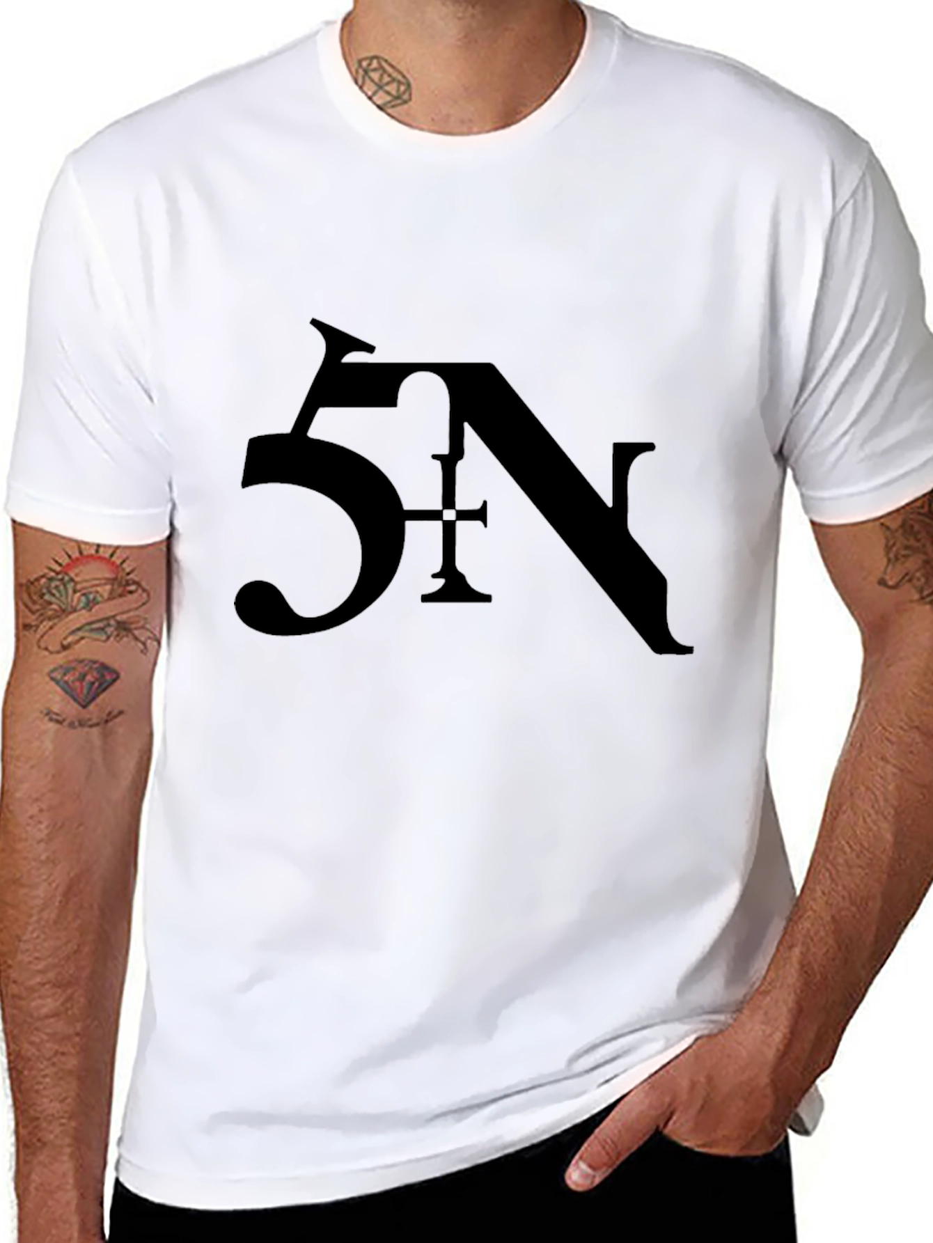 Black 5N Graphic Print T-Shirt Casual Wear