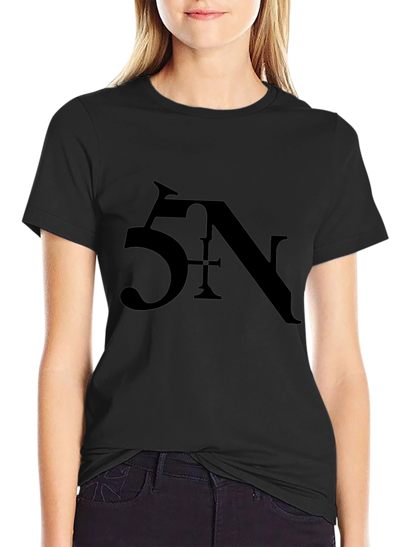 Black 5N Graphic Print T-Shirt Casual Wear