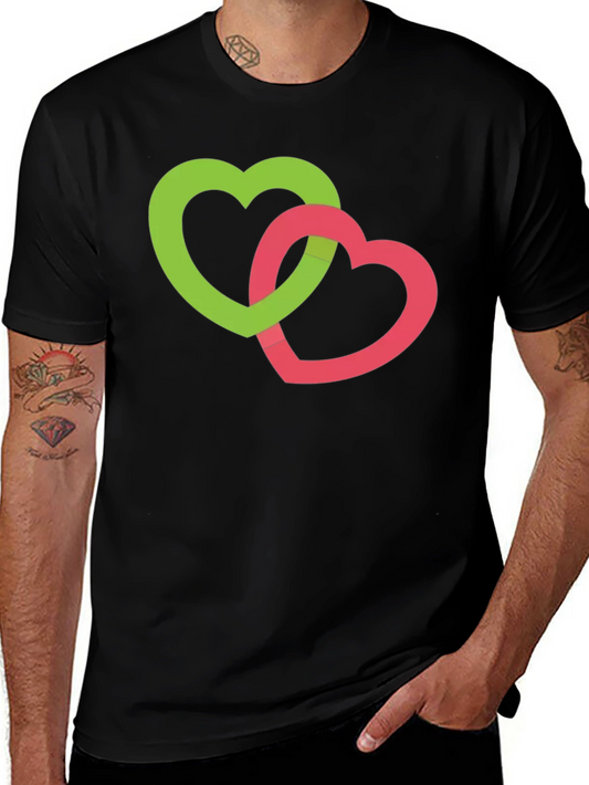 Interlocking Hearts Graphic Tee - Black