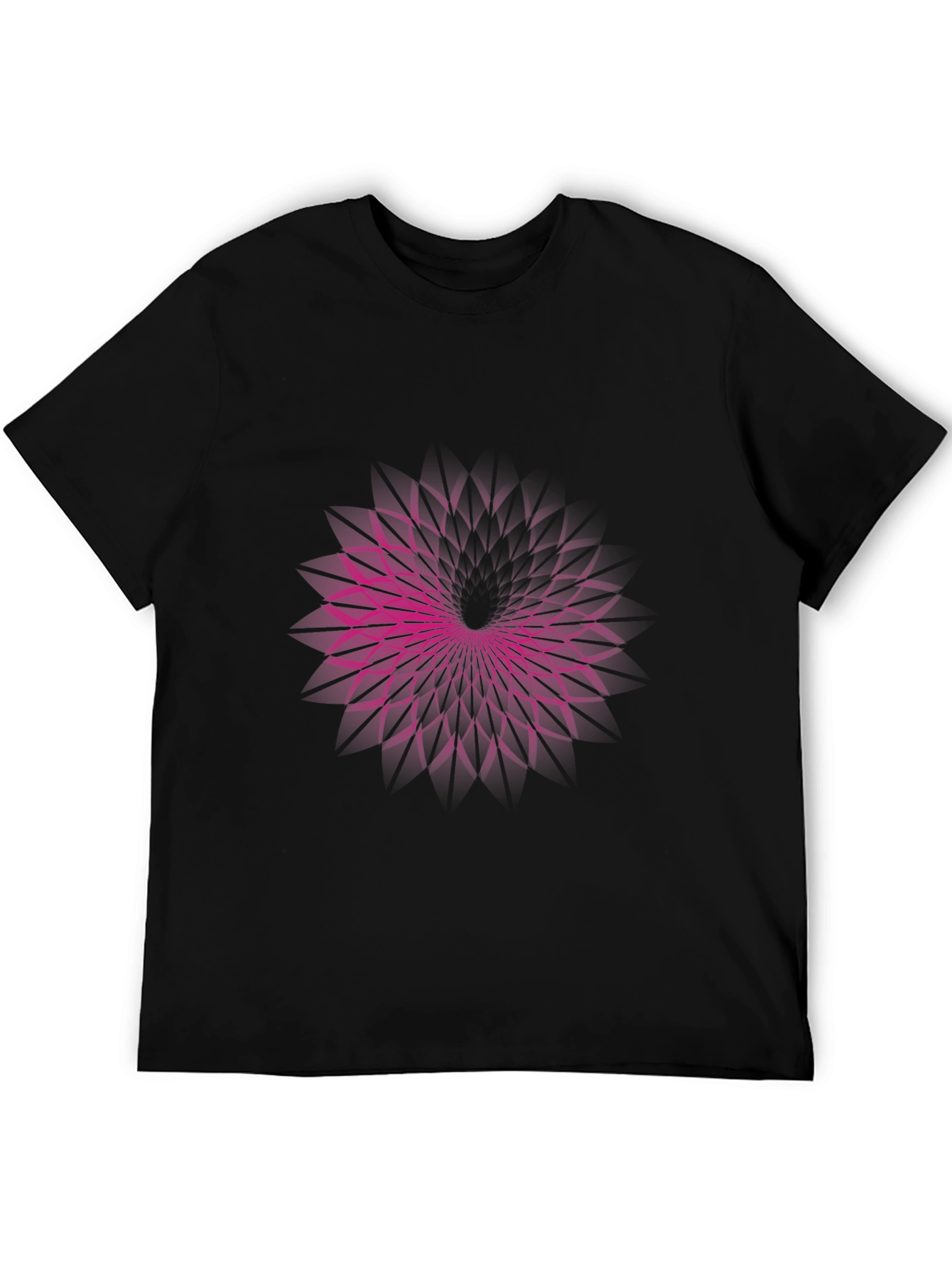 Geometric Purple Vortex Graphic Black T-Shirt