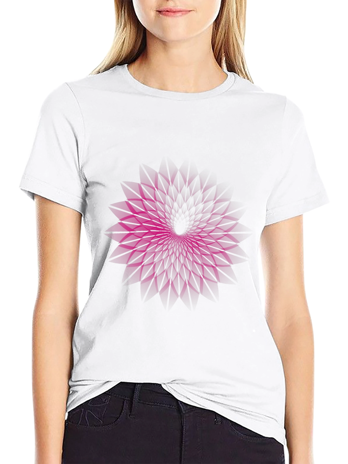 Geometric Purple Vortex Graphic Black T-Shirt