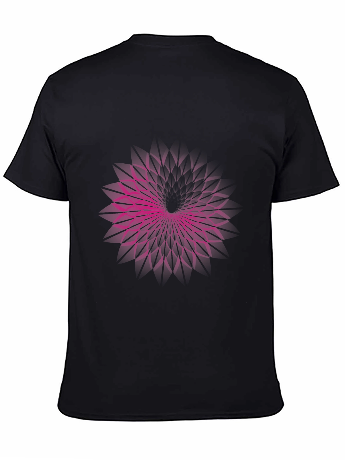 Geometric Purple Vortex Graphic Black T-Shirt