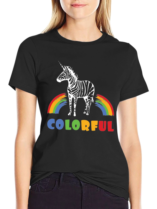 Colorful Zebra Unicorn Graphic T-Shirt
