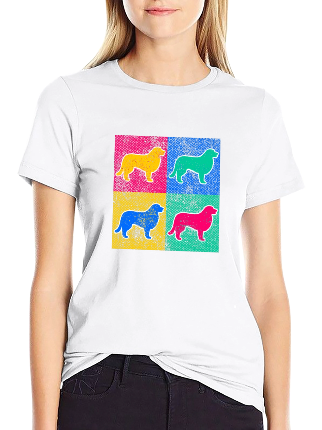 Pop Art Dog Graphic Tee - Black