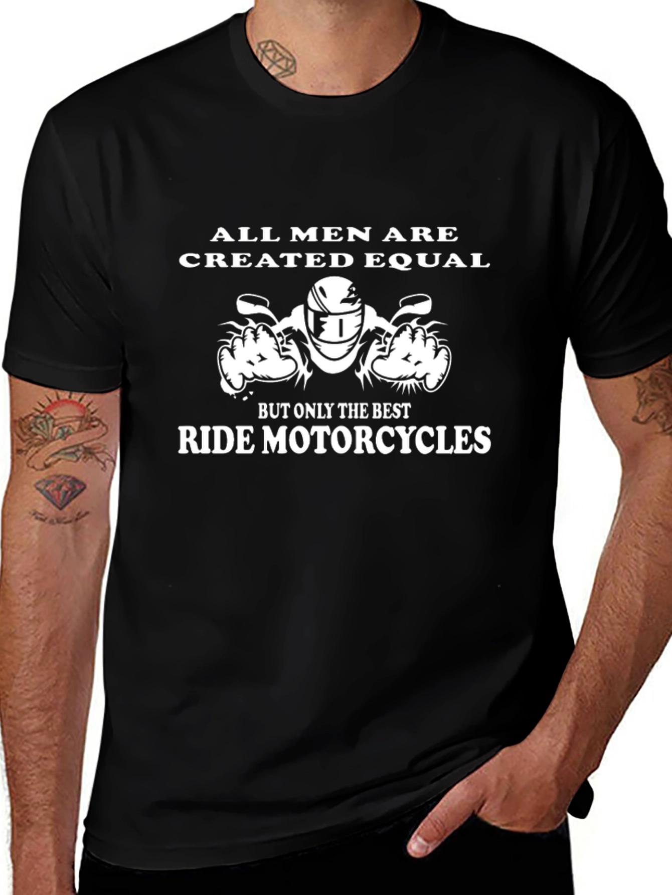 All Men Are Created Equal Ride Motorcycles T-Shirt