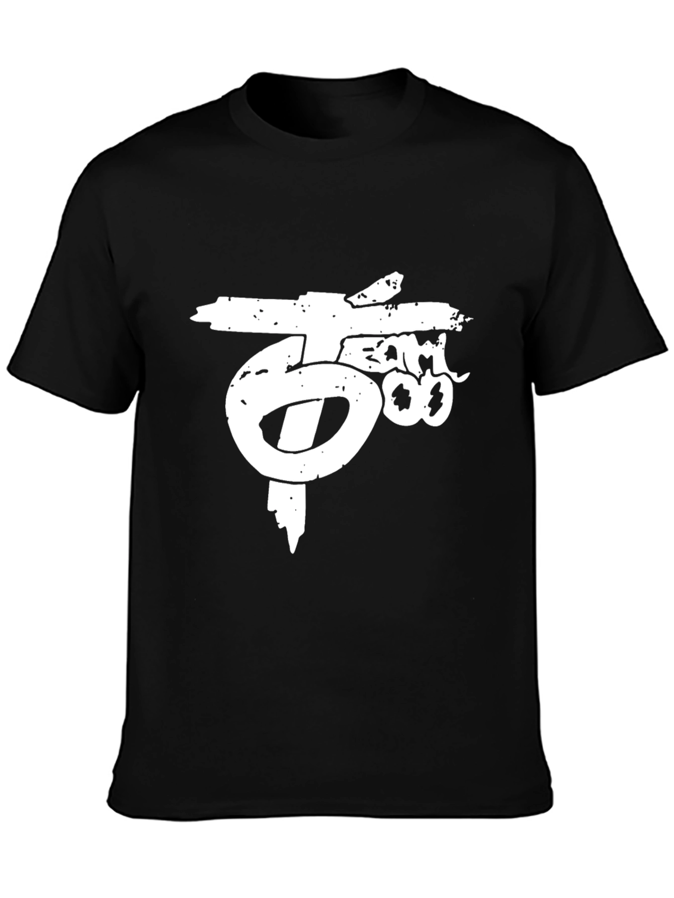 Distressed Logo Black Cotton T-Shirt