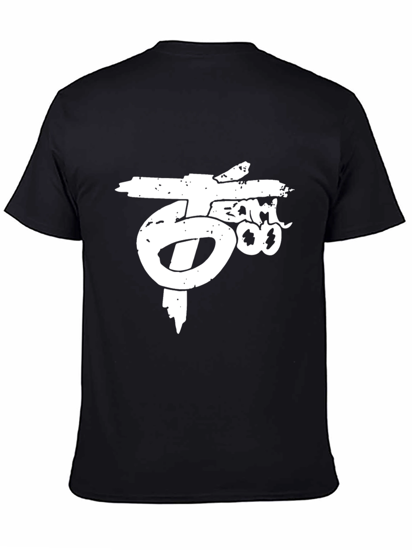 Distressed Logo Black Cotton T-Shirt