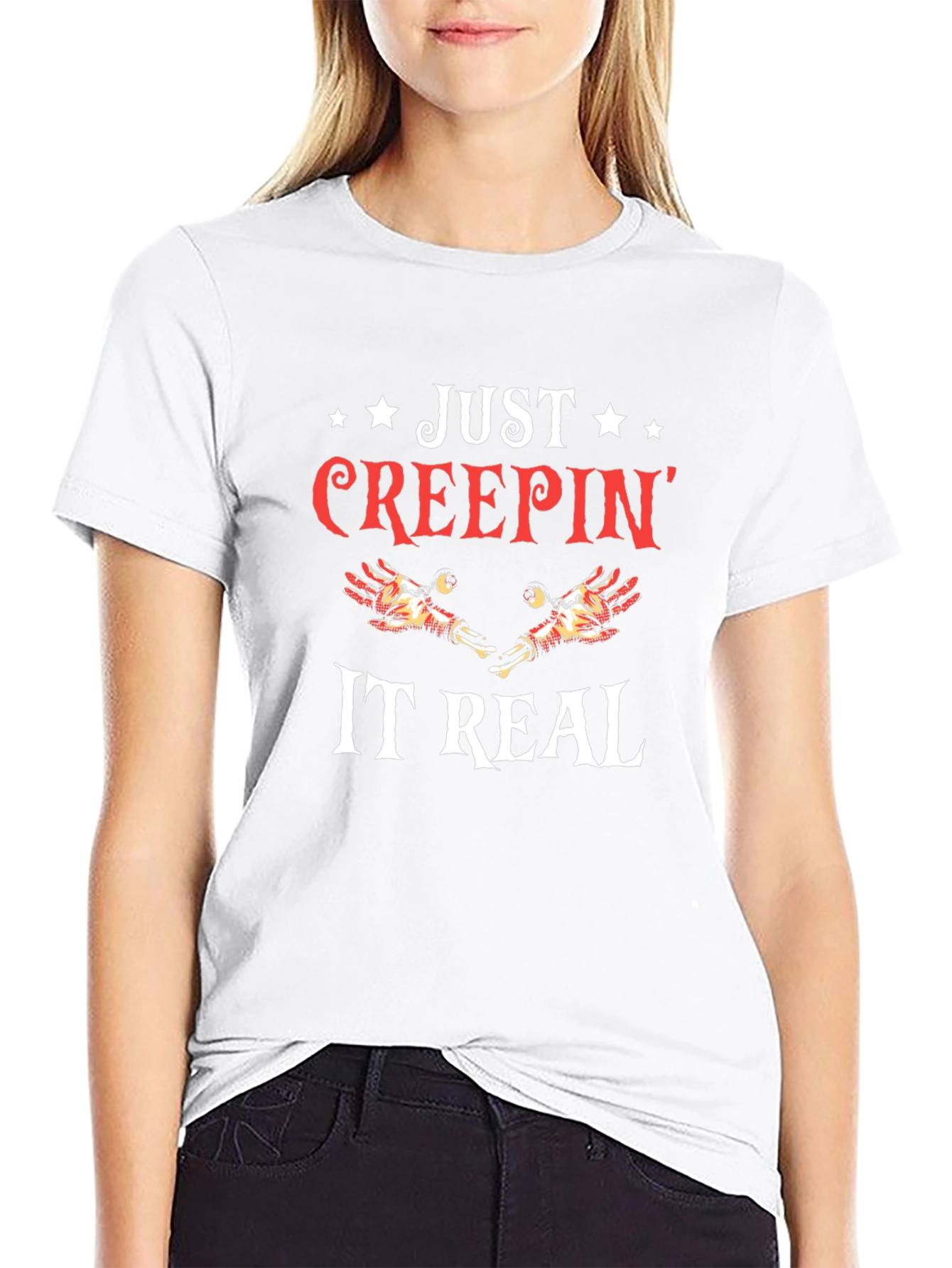 Just Creepin It Real Black Graphic T-Shirt