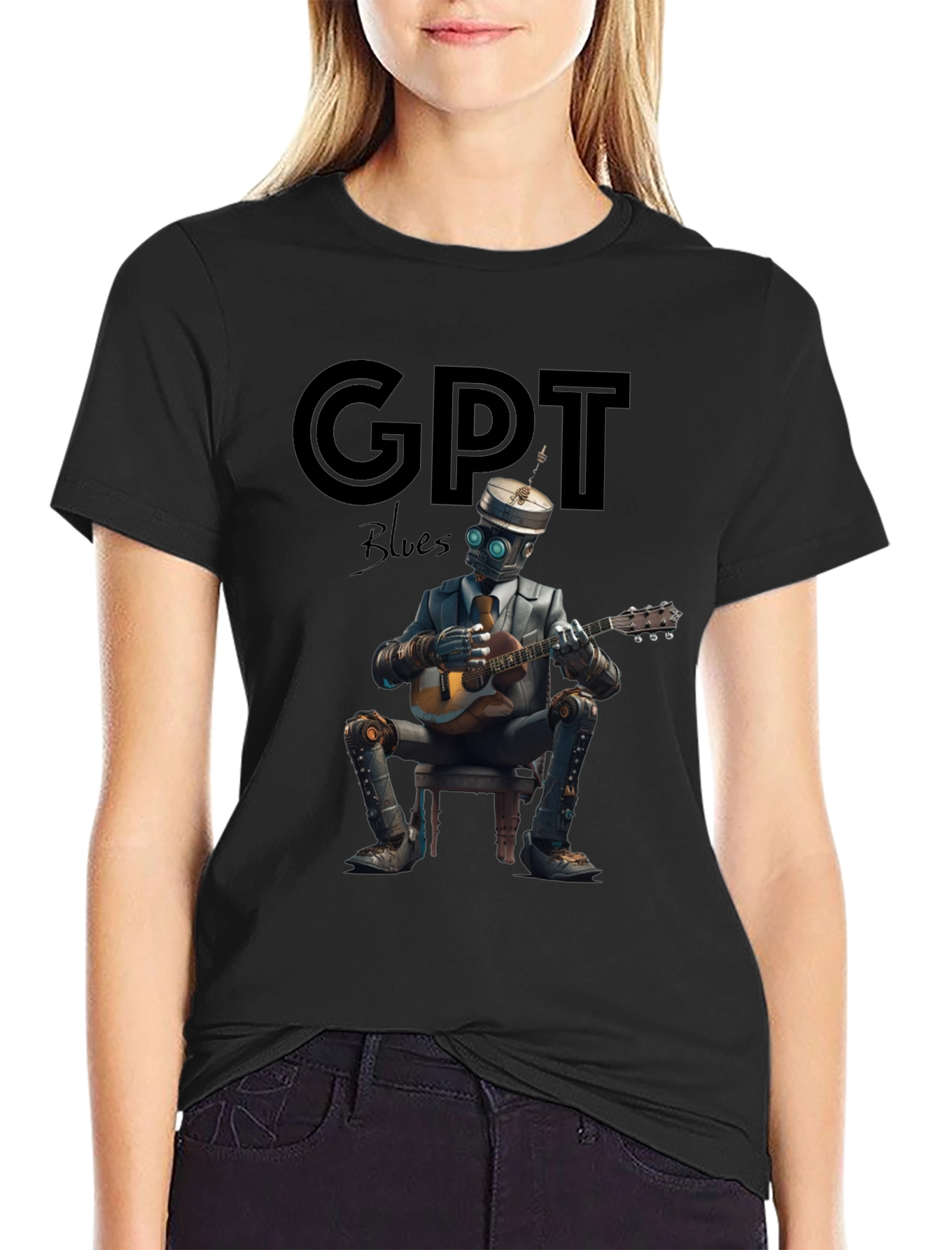 GPT Blues Robot Musician T-Shirt