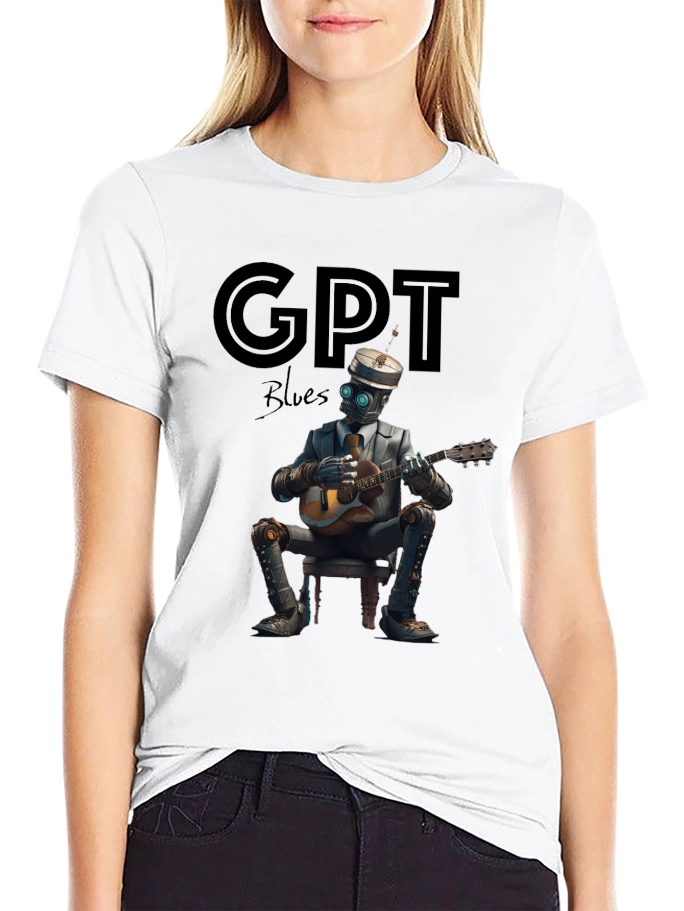 GPT Blues Robot Musician T-Shirt