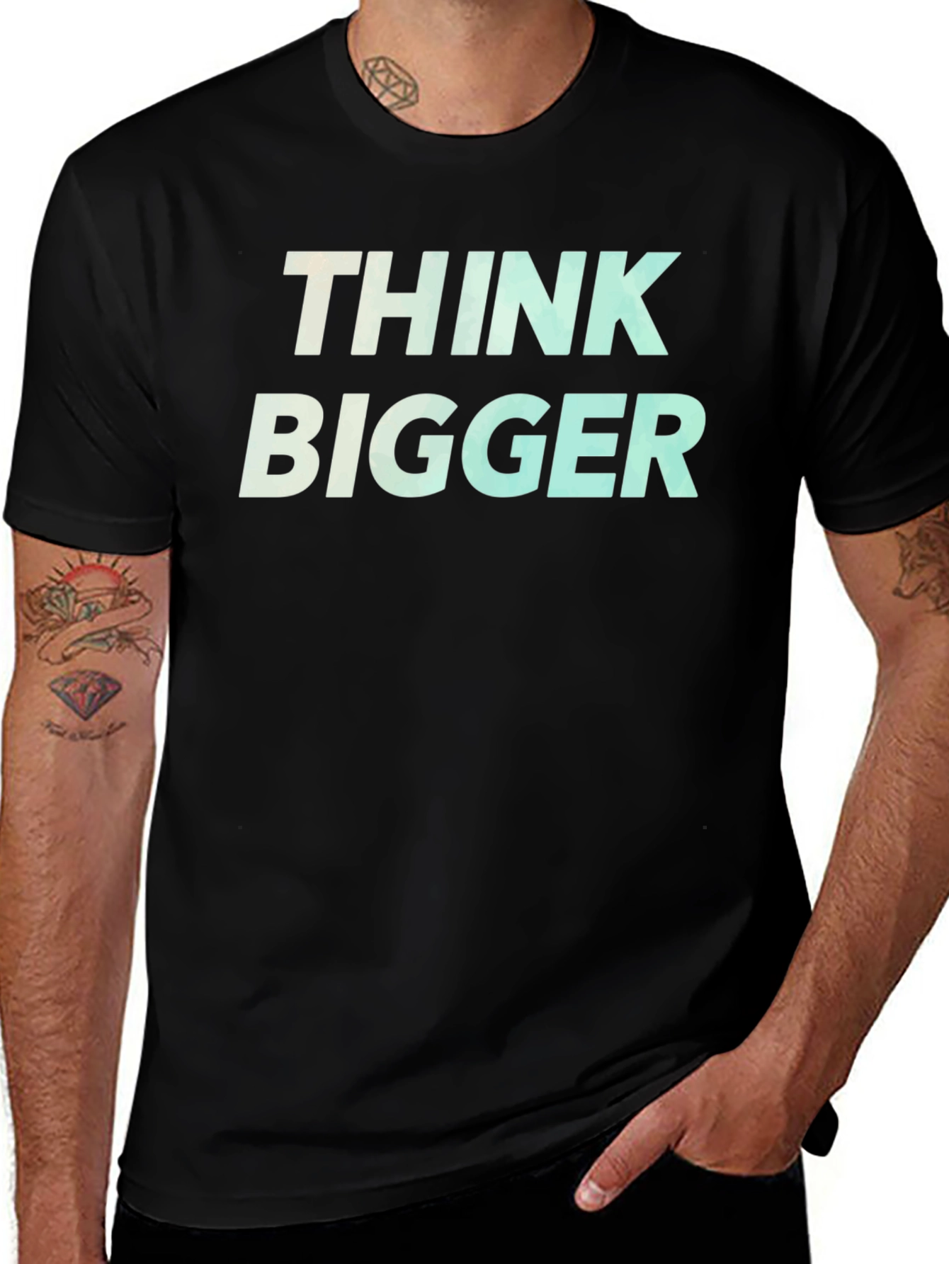 Think Bigger Graphic Tee - Motivational Black T-Shirt