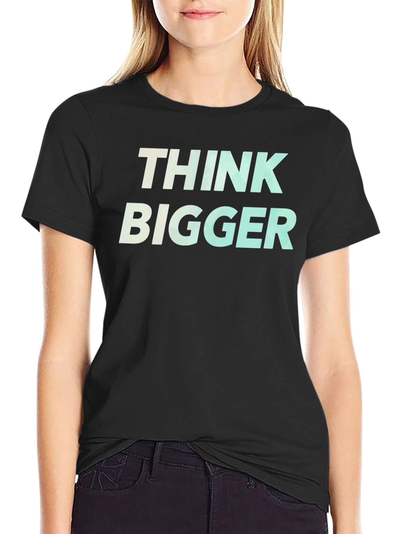 Think Bigger Graphic Tee - Motivational Black T-Shirt