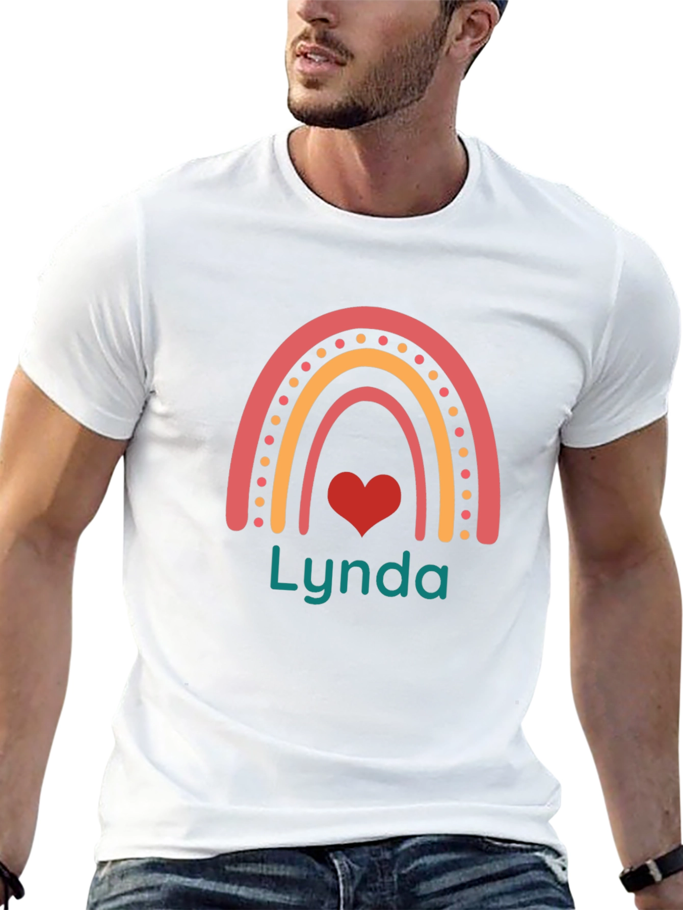 Lynda Rainbow Heart Personalized T-Shirt