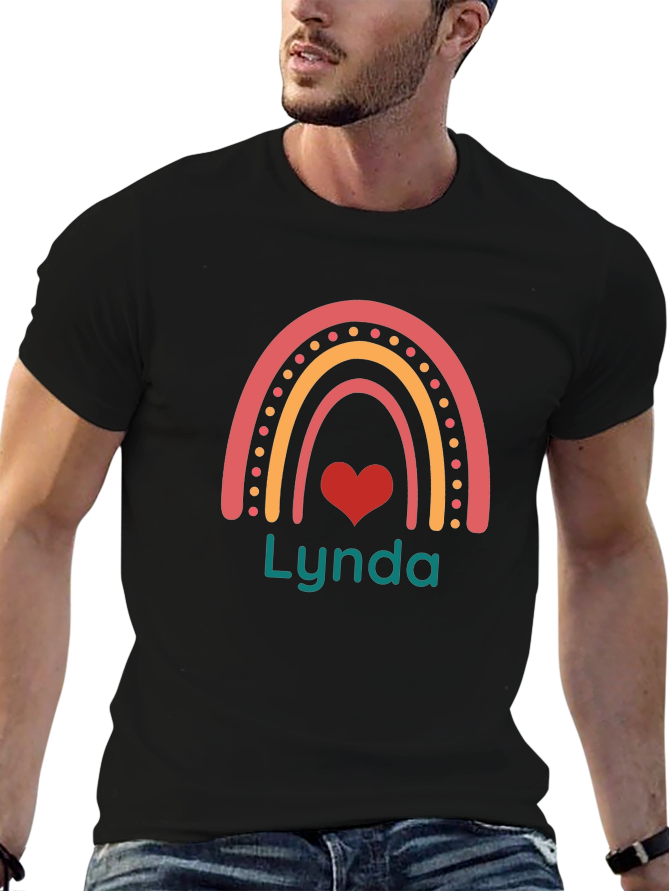 Lynda Rainbow Heart Personalized T-Shirt