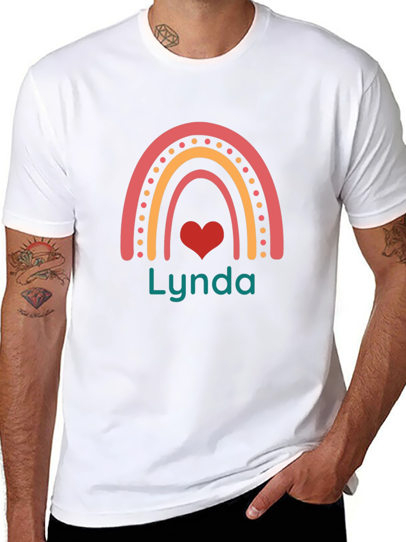 Lynda Rainbow Heart Personalized T-Shirt