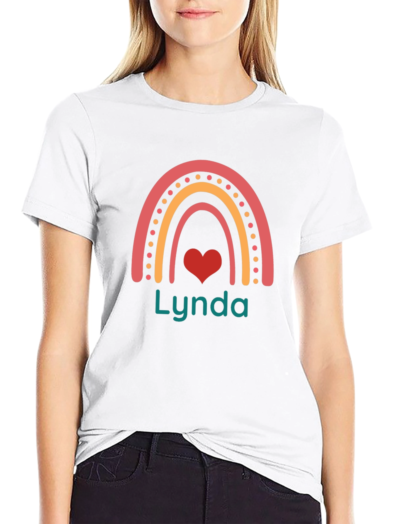 Lynda Rainbow Heart Personalized T-Shirt