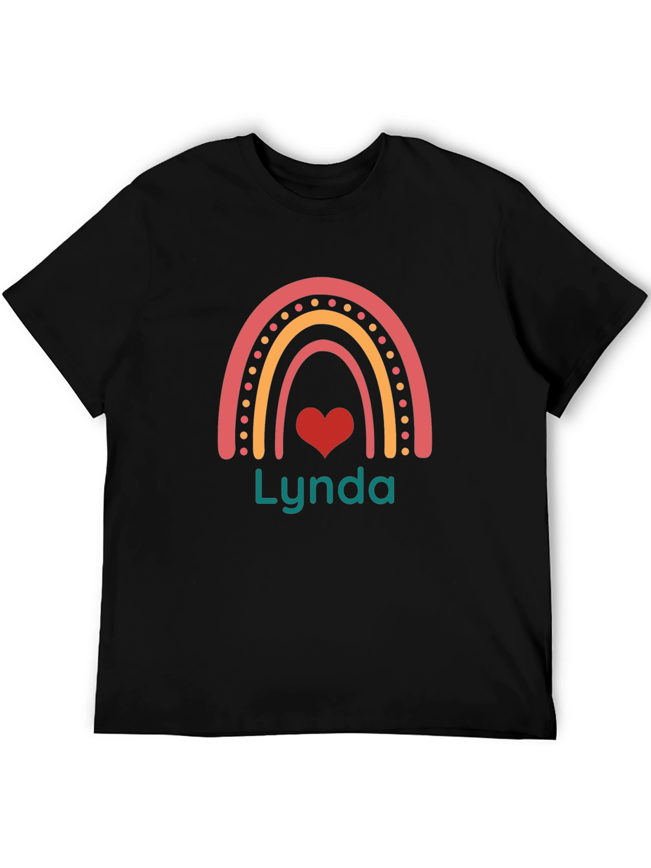 Lynda Rainbow Heart Personalized T-Shirt